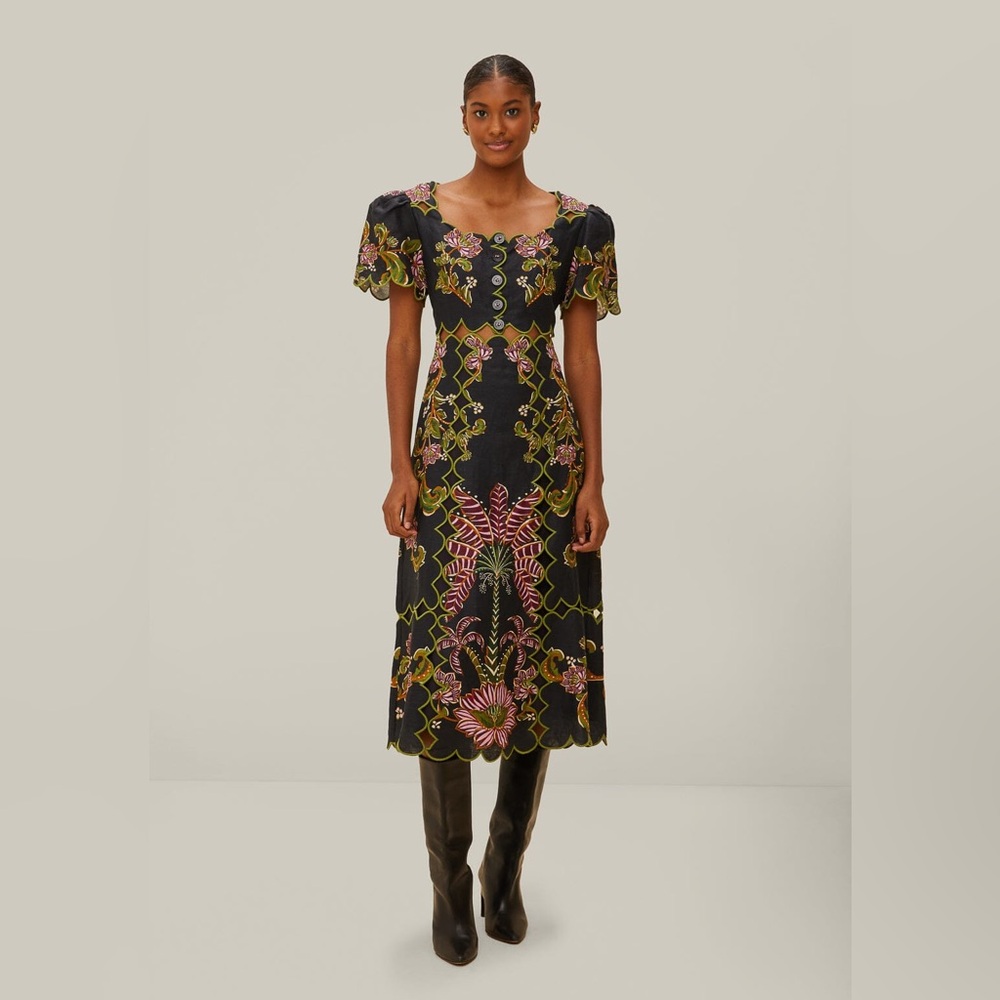 NWT Farm Rio Black Ravenala Short Sleeve Maxi Dress - Picture 6 of 11